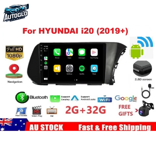 Autoglo Australia 9" CarPlay Android 13 GPS BT WiFi Stereo For HYUNDAI i20 (2019+) 2GB+32GB