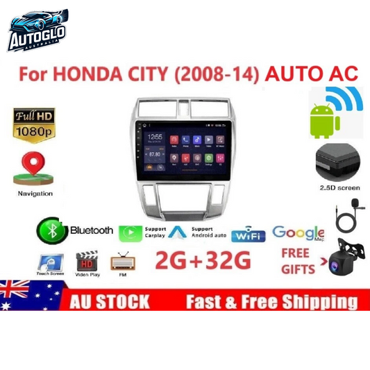 Autoglo Australia 10.1" Android Carplay GPS WiFi BT for HONDA CITY AUTO AC (2GB+32GB) 2008-14