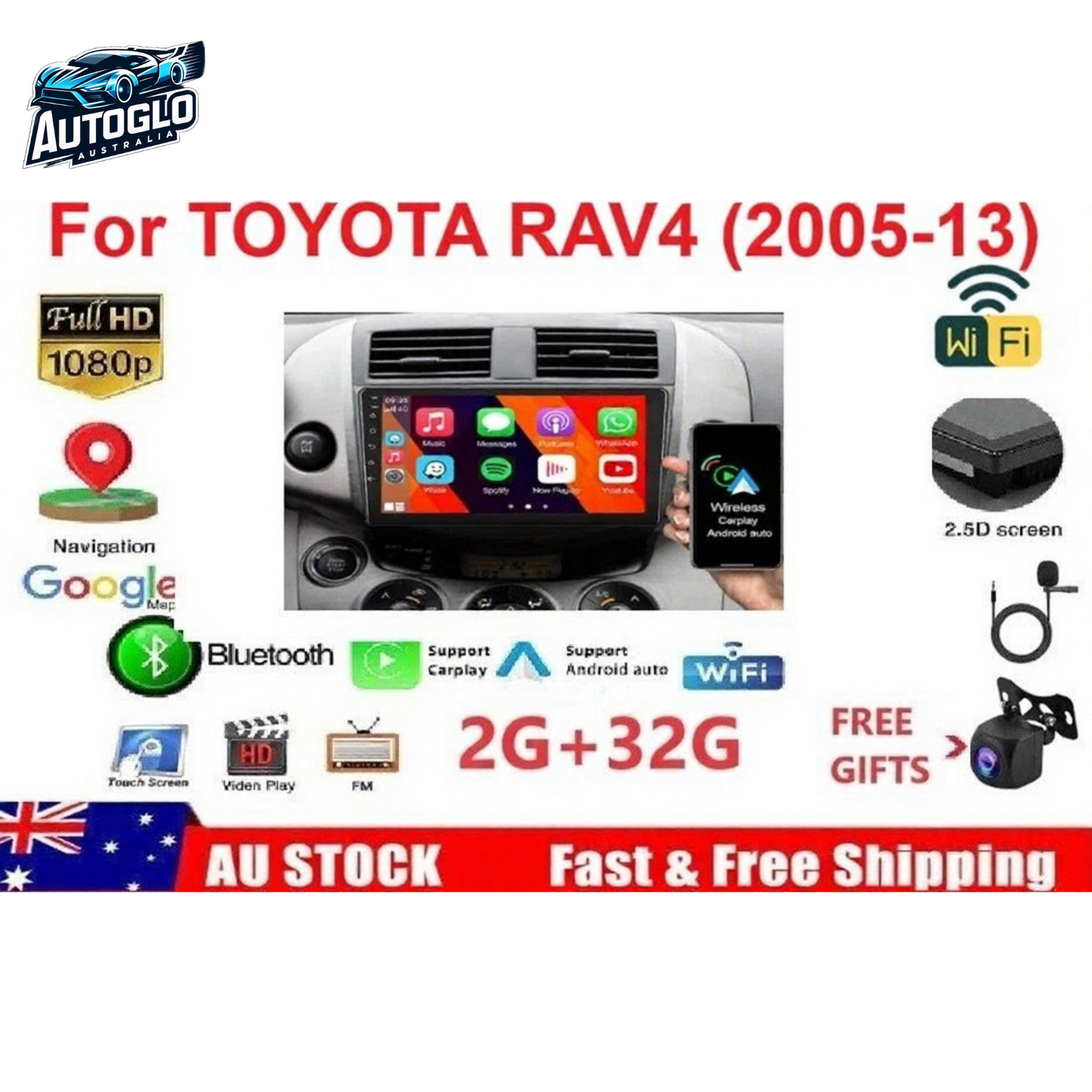Autoglo Australia 10.1" (2+32G) BT WiFi GPS CARPLAY ANDROID STEREO FOR MITSIBUSHI ASX 2013-17