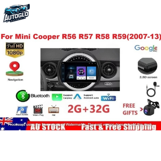 Autoglo Australia 9" (2G+32G) GPS BT WiFi CARPLAY ANDROID Stereo For BMW MINI (2007-13)