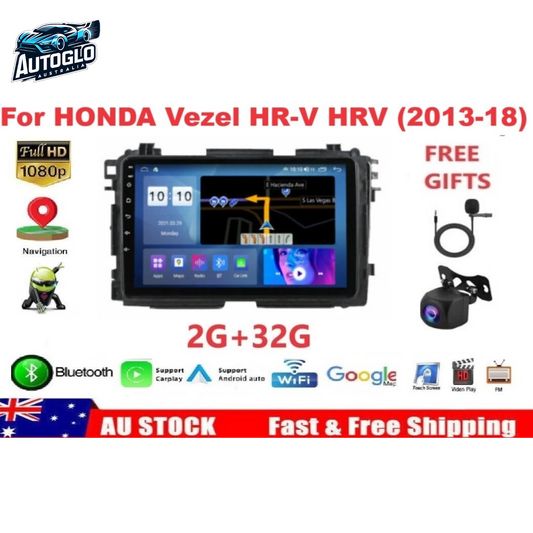 Autoglo Australia 9" (2GB+32G) Android 13 Carplay BT GPS Stereo for HONDA HR-V (2013-18)