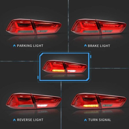 Red LED Tail Lights For 2008-18 Mitsubishi Lancer EVO Sedan W/Sequential Signal