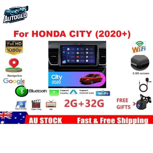 Autoglo Australia 9" Carplay Android BT GPS 2+32G Stereo for HONDA CITY (2020+)+Rev. Cam-Gifts