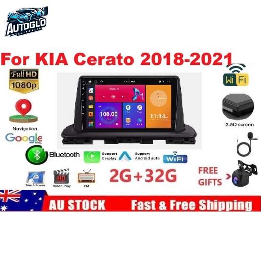 Autoglo Australia 9" (2G+32G) GPS BT WiFi CARPLAY ANDROID Stereo For Kia Cerato (2018-21)