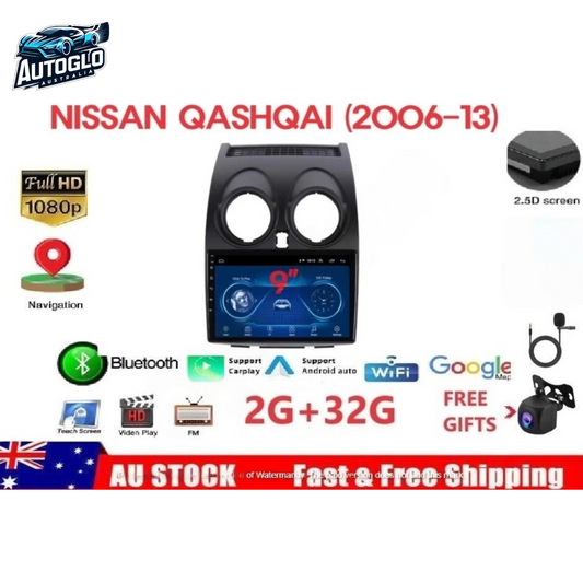 Autoglo Australia 9" (2G+32G) GPS BT WiFi CARPLAY ANDROID Stereo For NISSAN QASHQAI (2006-13)