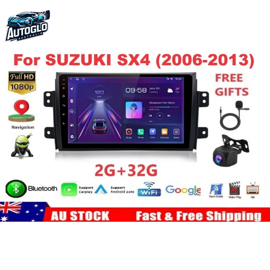 Autoglo Australia 9" (2GB+32G) Android Carplay BT GPS Stereo for SUZUKI SX4 Models (2006-13)