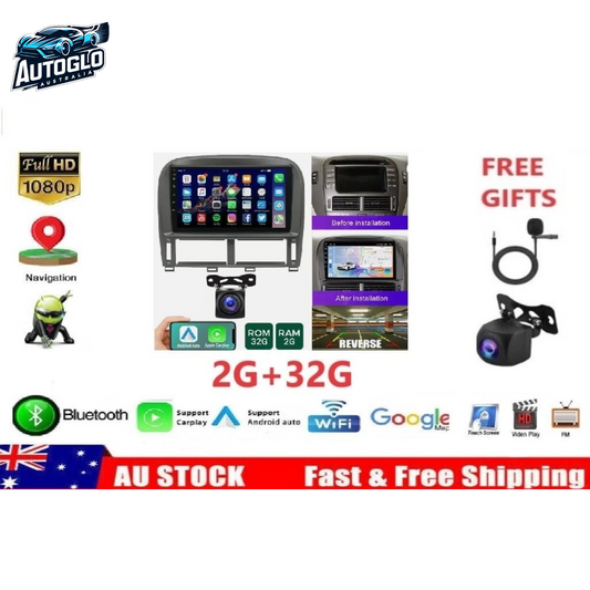 Autoglo Australia 9" Android 13 Carplay Stereo BT GPS for Lexus GS300 GS400 GS430 (1998-2005)