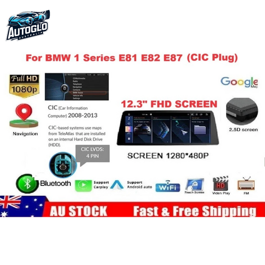 Autoglo Australia BMW E81 82 87 1 Series 12.3" XL FHD Carplay Android BT GPS 4G Auto Stereo