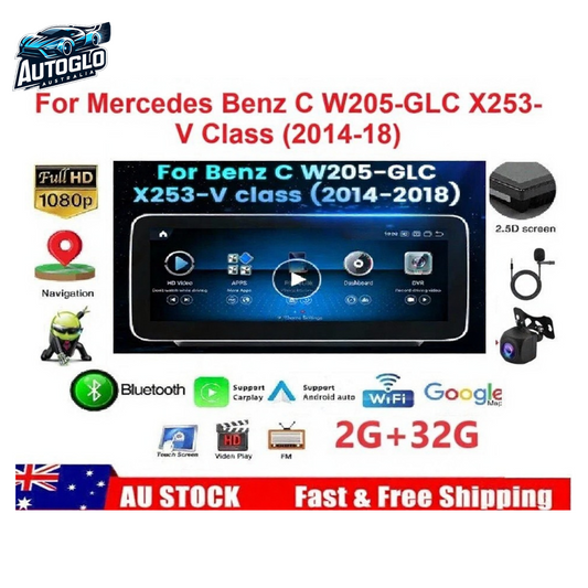 Autoglo Australia MERCEDES BENZ C, GLC, V Cl 12.3" XL FHD Carplay Android BT GPS 4G Stereo (NTG 5)