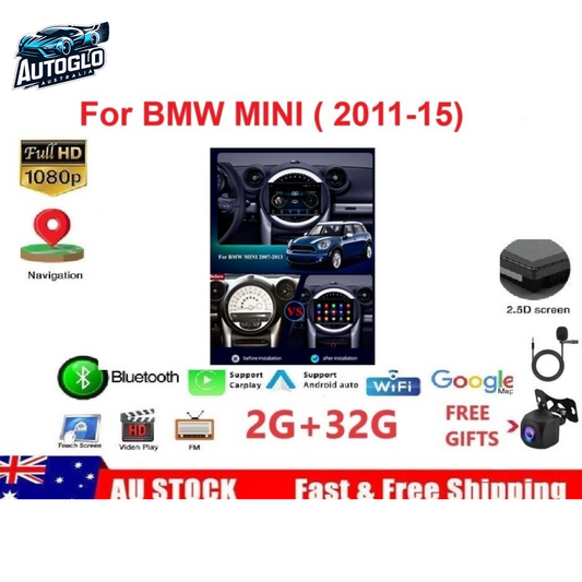 Autoglo Australia 9" (2G+32G) GPS BT WiFi CARPLAY ANDROID Stereo For BMW MINI (2011-15)