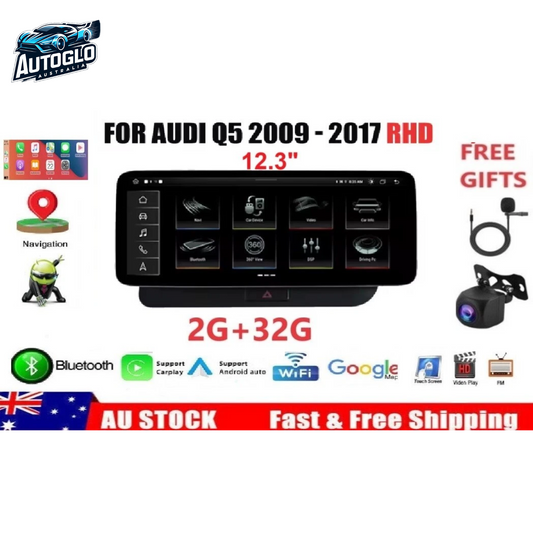 Autoglo Australia 12.3" XL FHD Carplay Android BT GPS 4G Stereo (Low) for AUDI Q5 (4+32G)