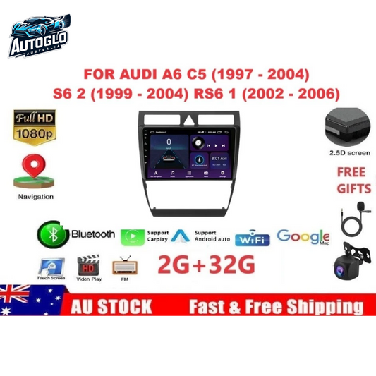 Autoglo Australia 9" (2+32G) Android Carplay BT WiFi GPS Stereo for AUDI A6 (1997-06)