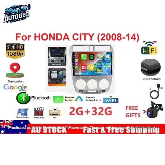 Autoglo Australia 10.1" Android Carplay GPS WiFi BT for HONDA CITY MANUAL AC (2GB+32GB) 2008-14