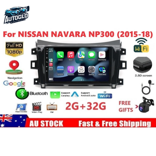 Autoglo Australia 9" (2G+32G) GPS BT WiFi CARPLAY ANDROID Stereo For NISSAN NAVARA NP300 (2015-18)