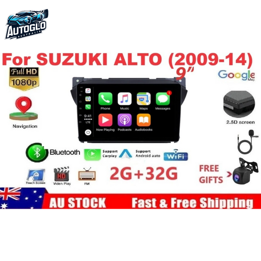 Autoglo Australia 9" Android Carplay BT GPS Stereo for SUZUKI ALTO 2GB+32G (2009-14)