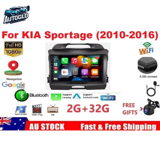 Autoglo Australia 9" (2G+32G) GPS BT WiFi CARPLAY ANDROID 13 Stereo For KIA SPORTAGE (2010-16)