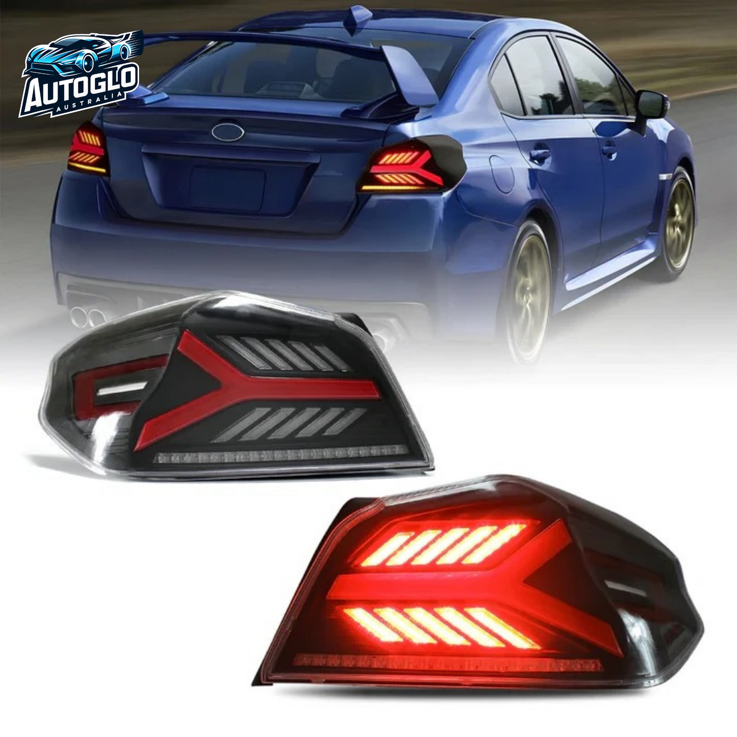 Autoglo Australia LED Tail Lights for Toyota Subaru WRX STI 2015-2021 DRL Start UP Animation Rear Back Lamps