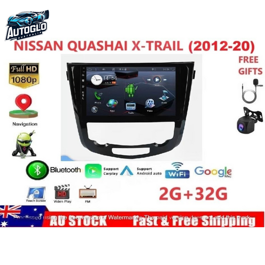 Autoglo Australia 10" Android Carplay 13 BT GPS Stereo for NISSAN X-Trail 2GB+32G (2012-20)AUTO AC