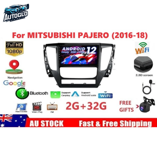 Autoglo Australia 9" (2G+32G) GPS BT WiFi CARPLAY ANDROID For Mitsubishi Pajero Sport (2016-18)