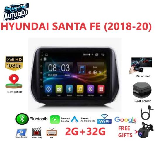 Autoglo Australia 10" CARPLAY ANDROID 2G+32G GPS BT WiFi Stereo For HYUNDAI SANTA Fe (2018-20)