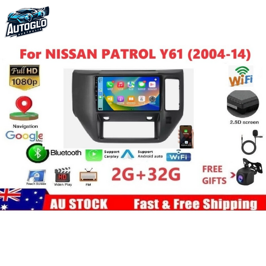 Autoglo Australia 9" Android Carplay BT GPS WiFi Stereo for NISSAN PATROL GU Y61 2GB+32G (2004-14)