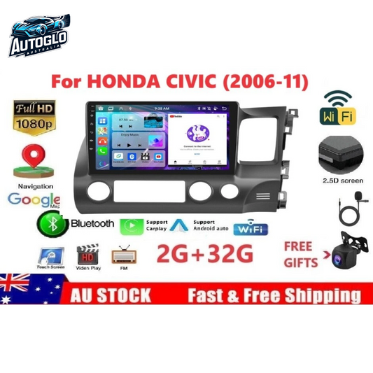 Autoglo Australia 10.1" (2G+32G) GPS BT WiFi CARPLAY ANDROID AUTO Stereo For HONDA CIVIC 2006-11