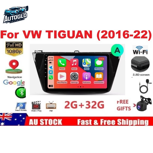 Autoglo Australia 10" (2+32G) CarPlay Android GPS BT WiFi Stereo For VW TIGUAN (2016-22)