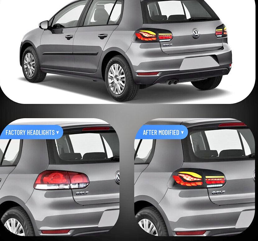 VLAND Smoked LED Tail Lights For 2008-2013 VW Volkswagen Golf6 MK6 W/Sequential