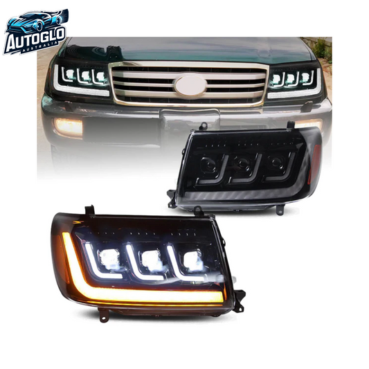 Autoglo Australia LED Headlights For Toyota Land Cruiser (J100) 1998-2007 Start UP Animation With Sequential Turn Signal