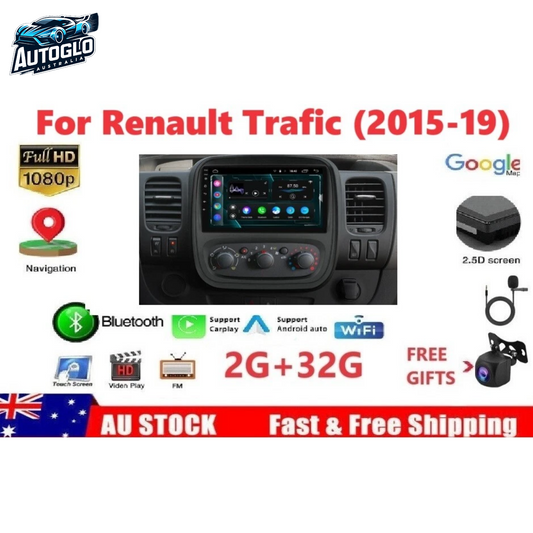 Autoglo Australia 9" (2GB+32G) Android Carplay BT GPS Stereo for RENAULT TRAFFIC (2015-19)