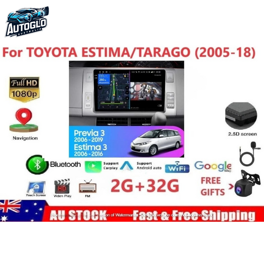 Autoglo Australia 9" (2G+32G) BT GPS CARPLAY ANDROID Stereo For Toyota Tarago Estima (2014-18)
