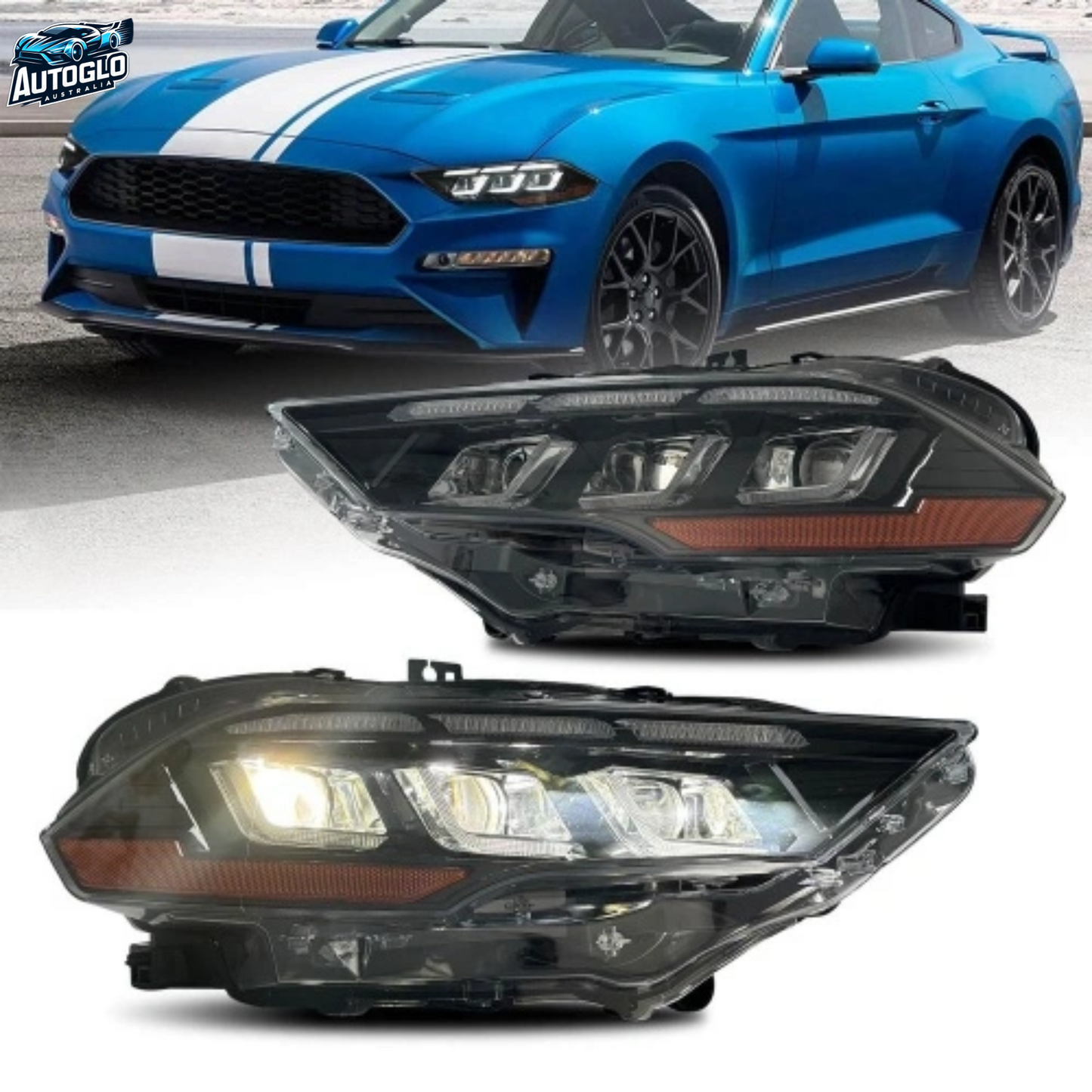 Autoglo Australia LED Headlights for 2018 - 2022 Ford Mustang with start-up Animation