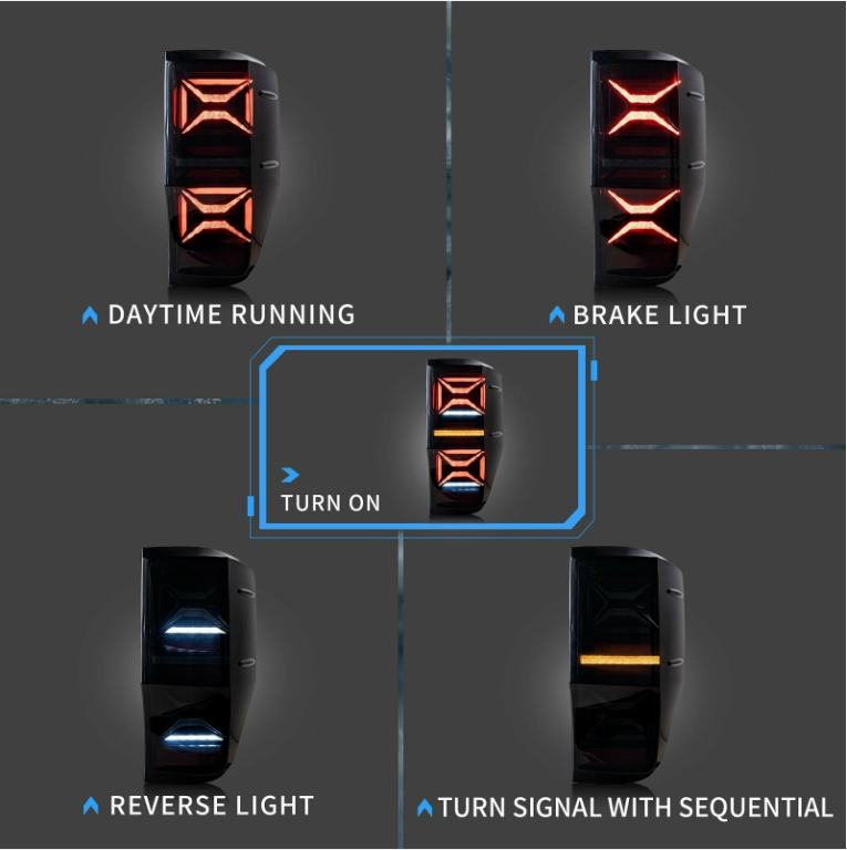 VLAND Full LED Tail Lights For Ford Ranger T6 2012-2018 With Sequential Signals