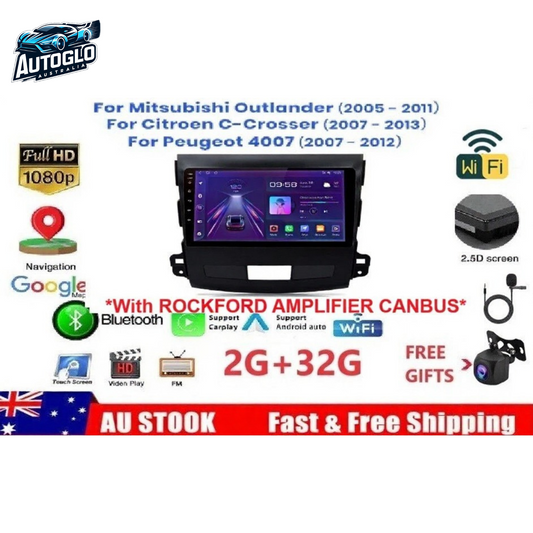 Autoglo Australia 10.1" Carplay Stereo for MIT OUTLANDER PEUGEOT 4007 CITROEN ROCKFORD A (2005-12)