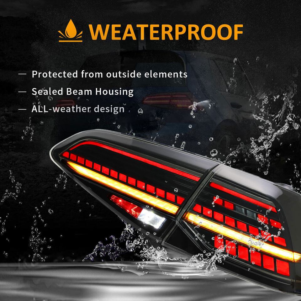 2pcs VLAND LED Tail lights Fit Volkswagen Golf 7 MK7 13-19 Smoked rear Lamps - Autoglo Australia