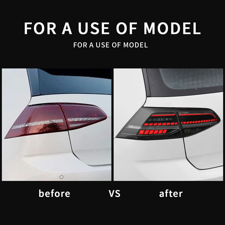 2pcs VLAND LED Tail lights Fit Volkswagen Golf 7 MK7 13-19 Smoked rear Lamps - Autoglo Australia