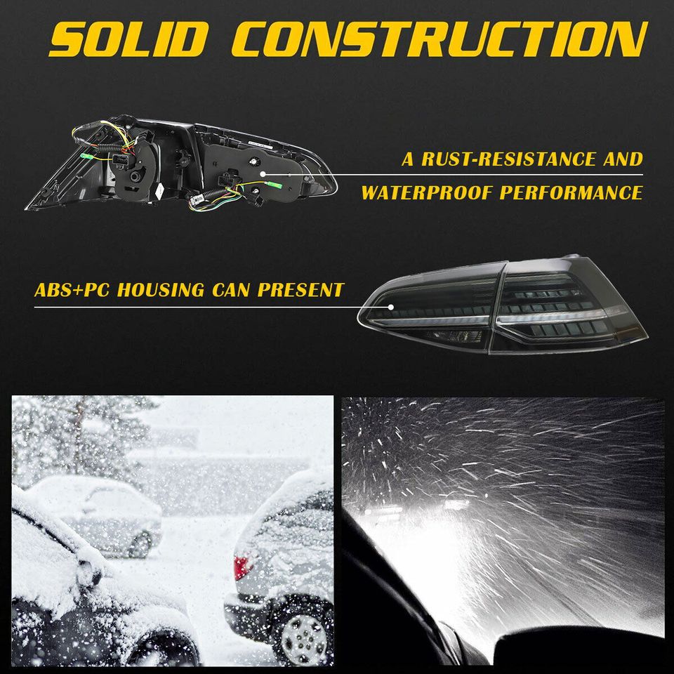 2pcs VLAND LED Tail lights Fit Volkswagen Golf 7 MK7 13-19 Smoked rear Lamps - Autoglo Australia