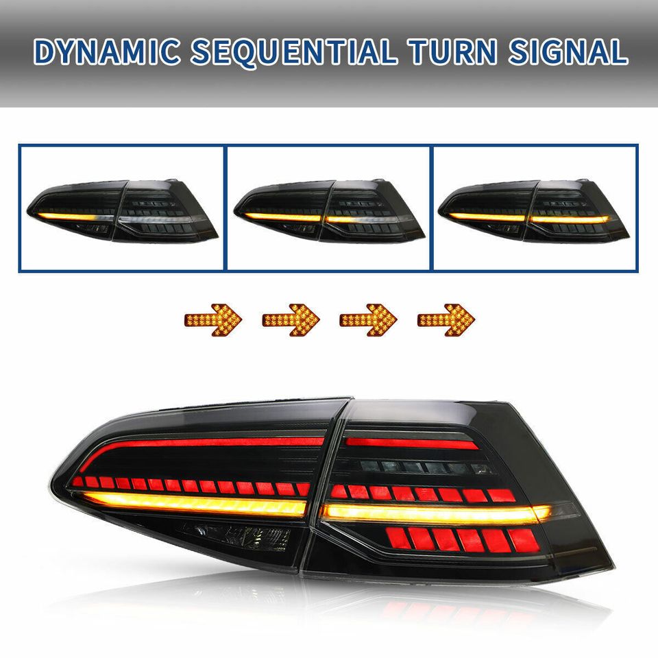 2pcs VLAND LED Tail lights Fit Volkswagen Golf 7 MK7 13-19 Smoked rear Lamps - Autoglo Australia