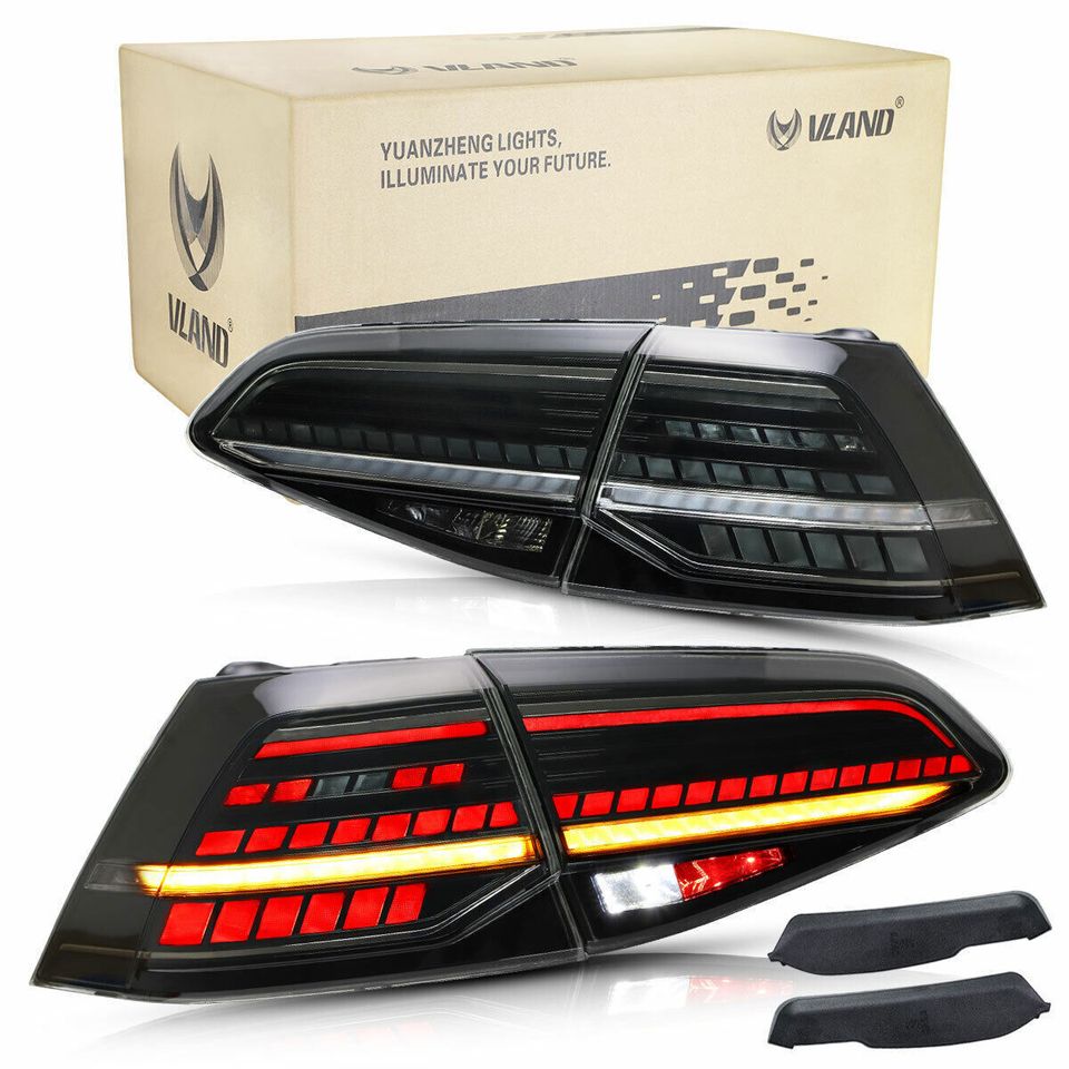 2pcs VLAND LED Tail lights Fit Volkswagen Golf 7 MK7 13-19 Smoked rear Lamps - Autoglo Australia