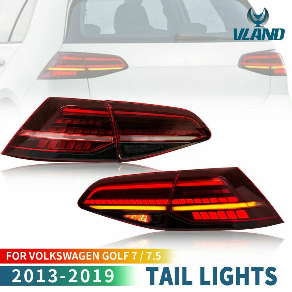 2pcs VLAND LED Tail lights Fit Volkswagen Golf 7 MK7 13-19 rear Lamps - Autoglo Australia
