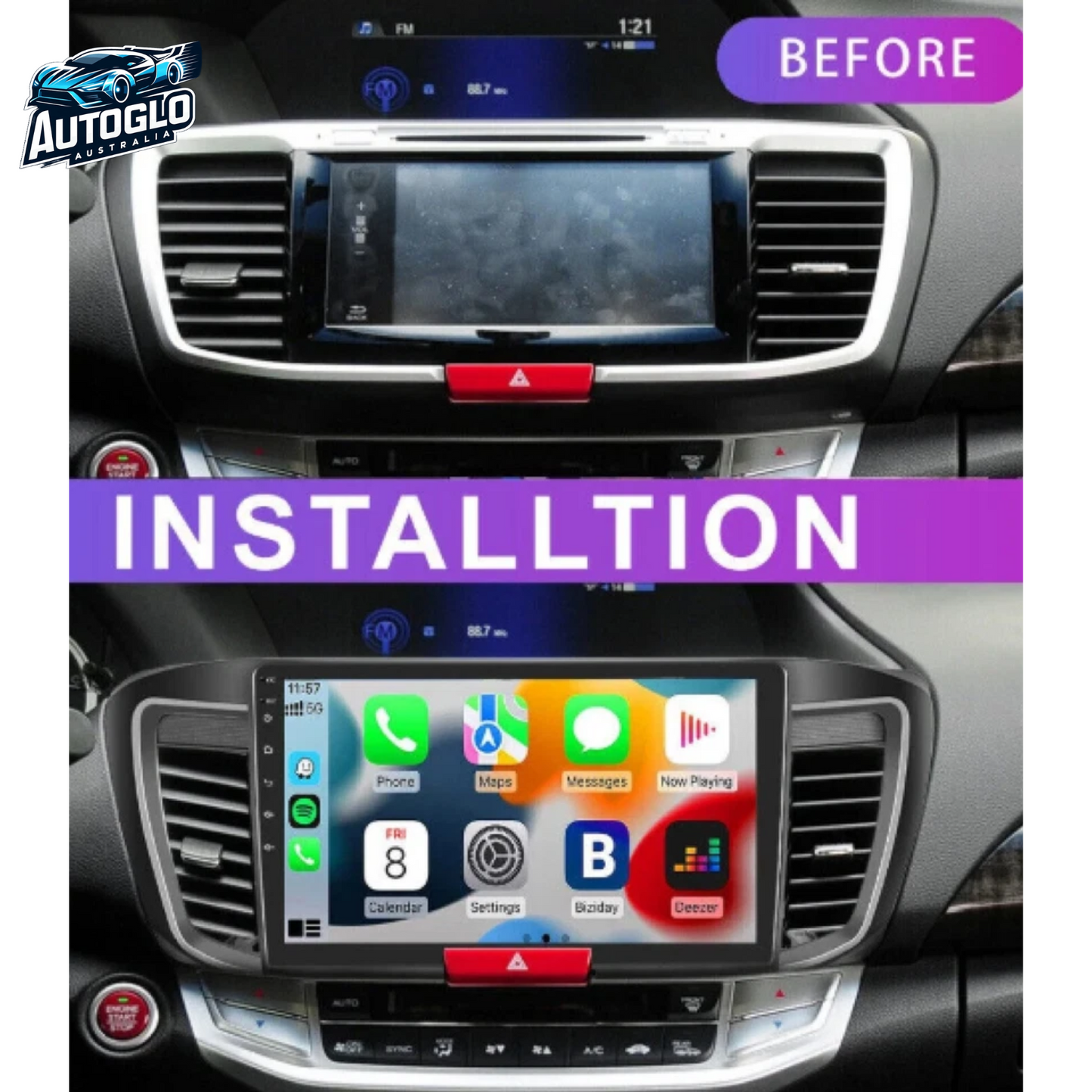 Autoglo Australia 10" Android Carplay BT GPS WiFi Stereo for HONDA ACCORD 2.0L 9th (2013-15)