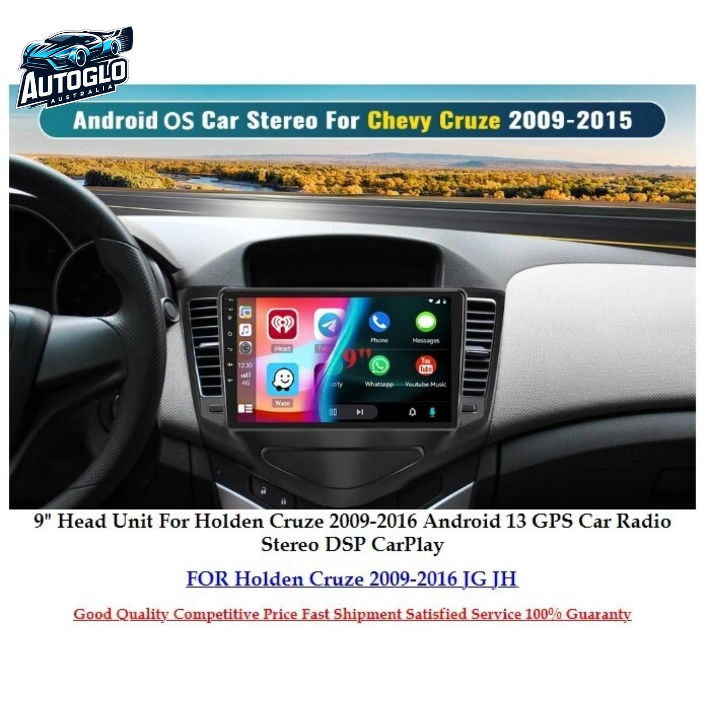 Autoglo Australia 10.1" Android 12 Stereo Carplay for HOLDEN CRUZE 2009-14 (2GB+32G)