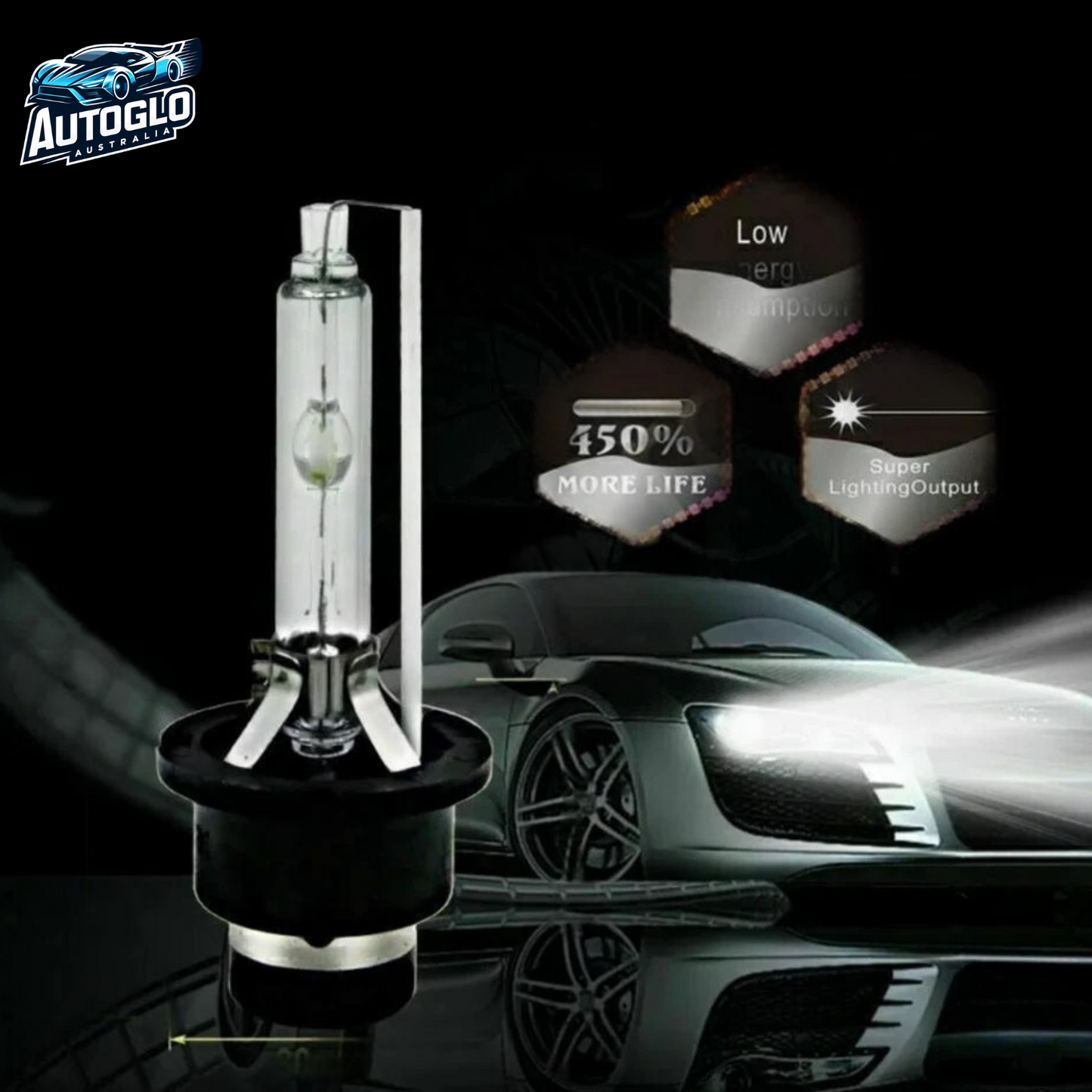 Autoglo Australia 2X D2S Headlight Light Heavy Duty Premium Xenon 8000K Xenon HID Globes