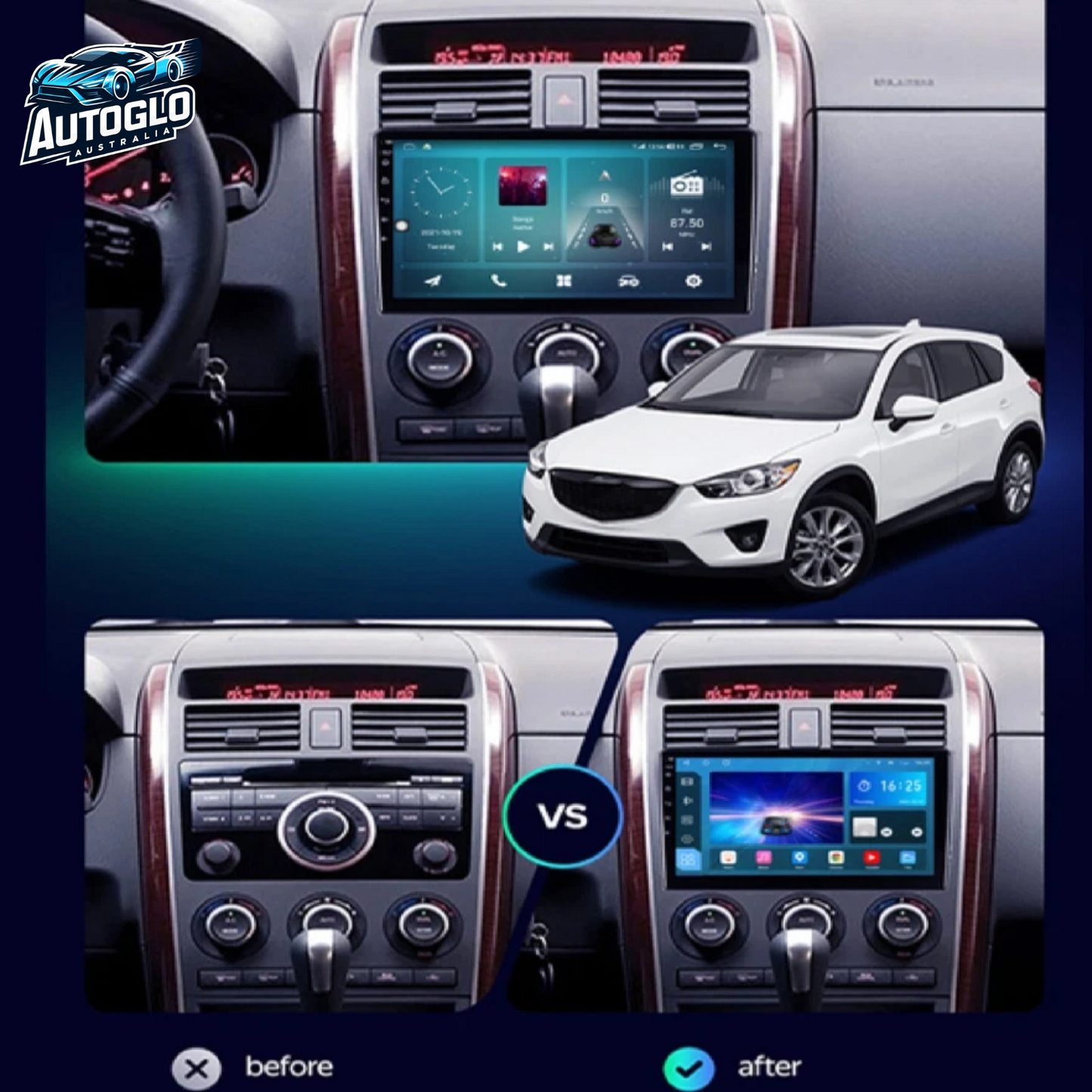 Autoglo Australia 9" CarPlay Android 13.0 BT GPS WiFi Stereo For MAZDA CX 9 (2008 -15) 2GB+32GB