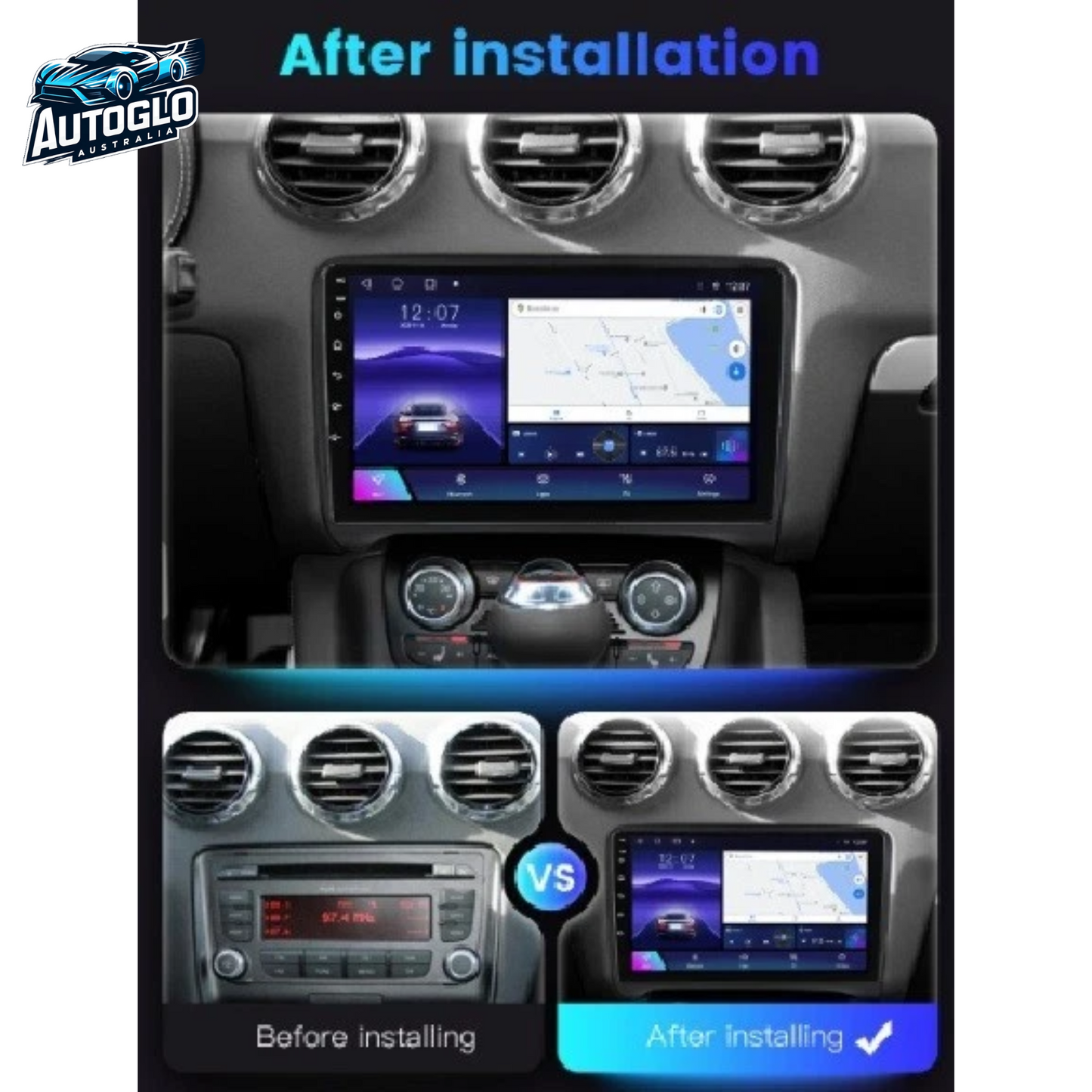 Autoglo Australia 9" (2+32G) Android Carplay BT WiFi GPS Stereo for AUDI A6 (1997-06)