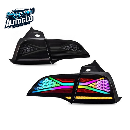 Autoglo Australia RGB LED Tail Lights For Tesla Model 3 Model Y 2017 2018 2019 2020 2021 DRL Start Up Animation