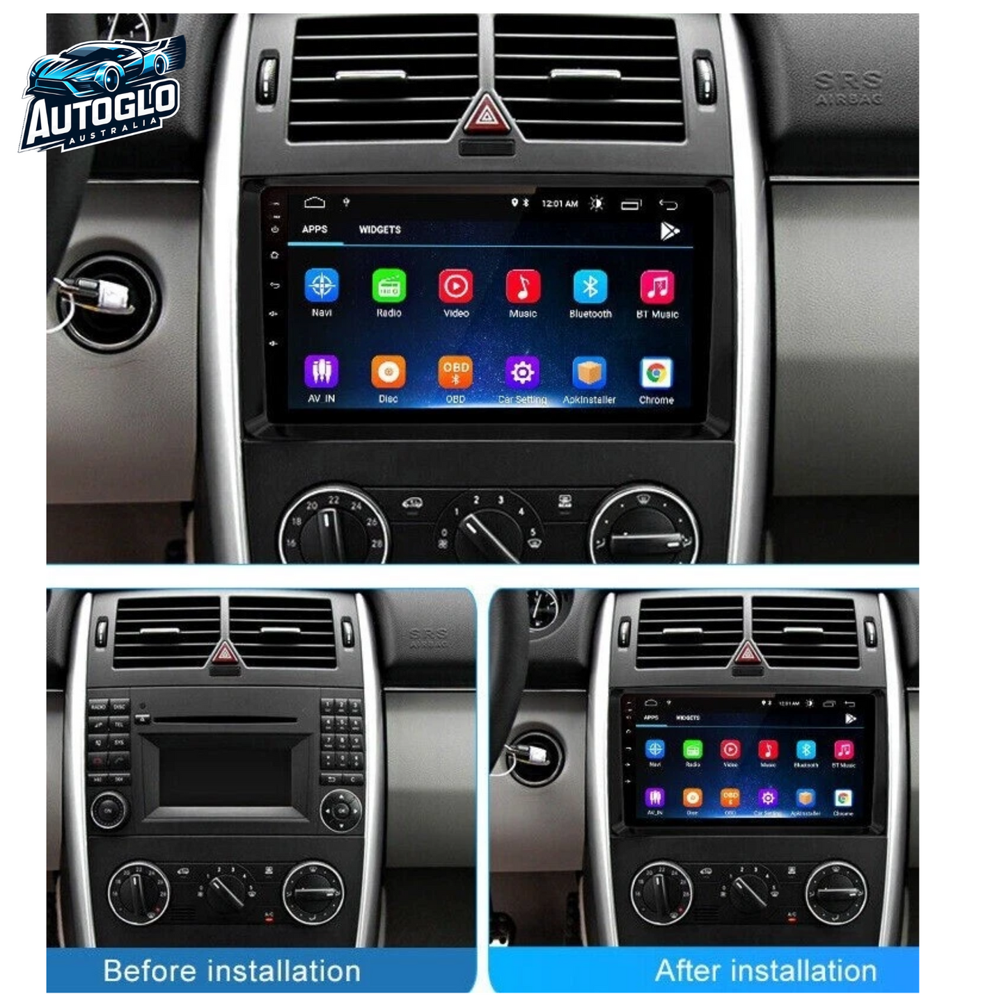 Autoglo Australia 9"(2G+32G) GPS BT Carplay Android for Mercedes Benz AB-Class W245 W169 (2012-15)