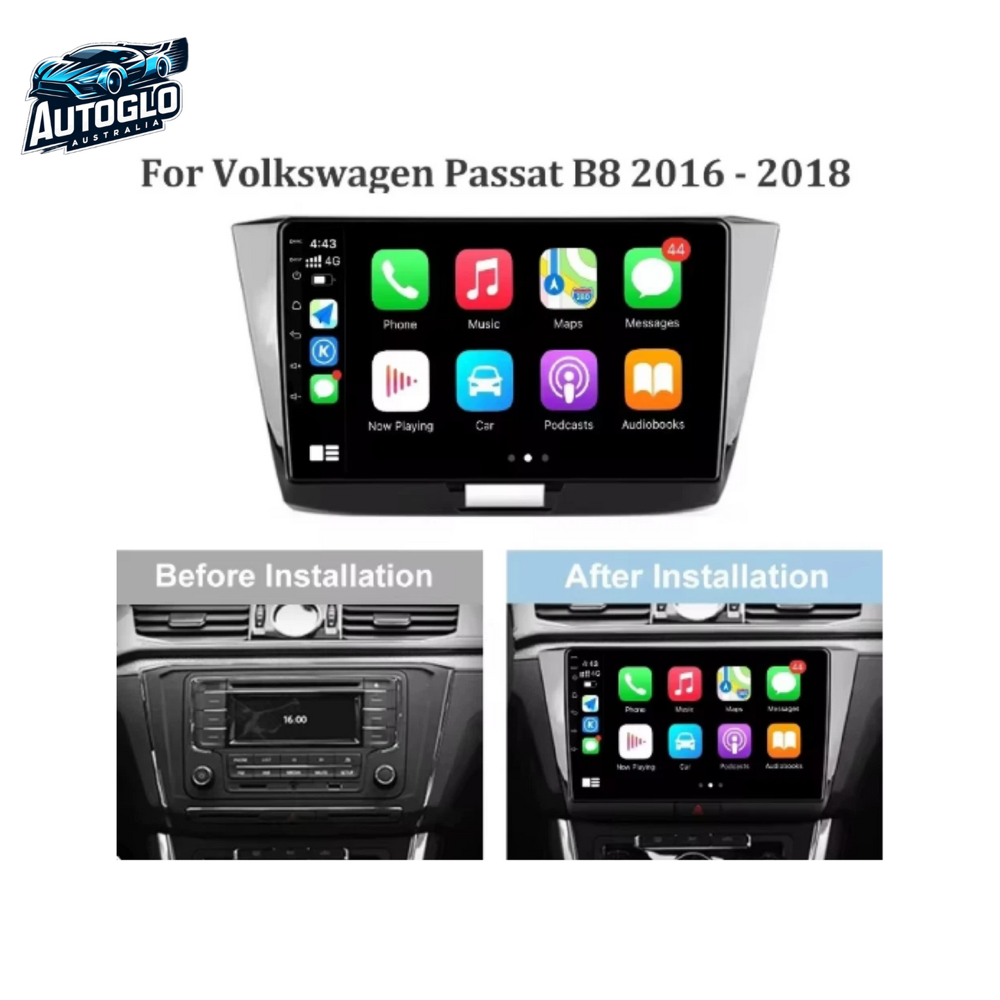 Autoglo Australia 9" (2G+32G) GPS BT WiFi CARPLAY Stereo For VW Volkswagen Passat (2016-18)