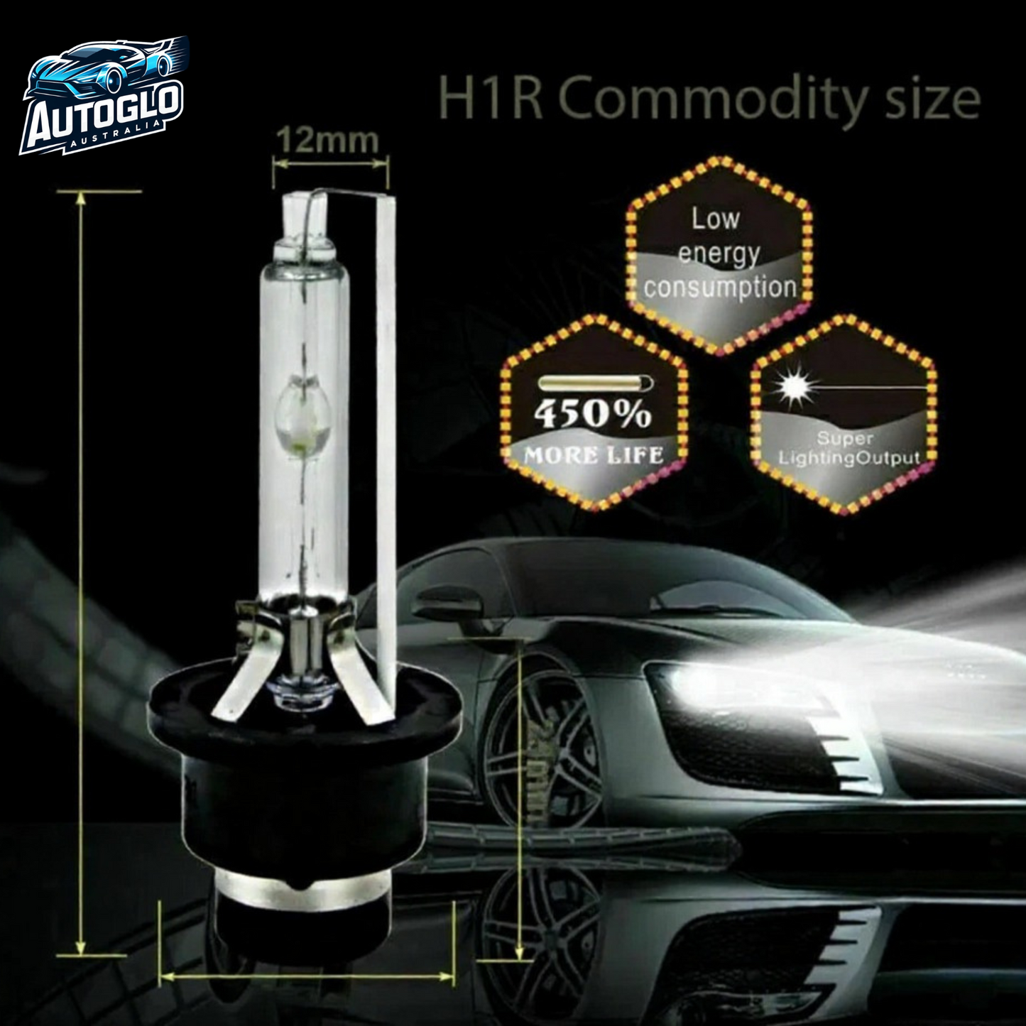 Autoglo Australia For 2X D3R Headlight Light Heavy Duty Premium Xenon 6000K Xenon HID Globes