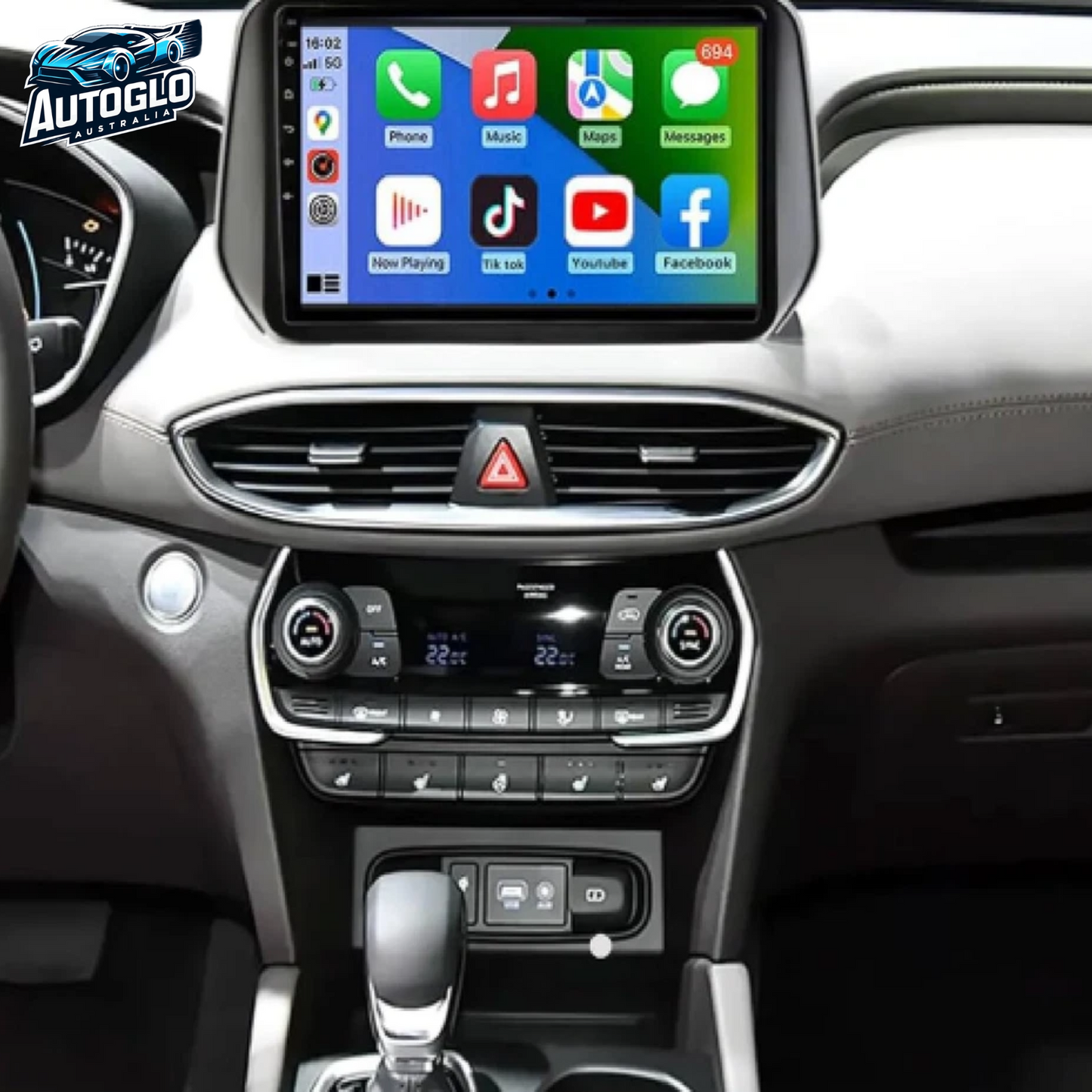 Autoglo Australia 10" CARPLAY ANDROID 2G+32G GPS BT WiFi Stereo For HYUNDAI SANTA Fe (2018-20)